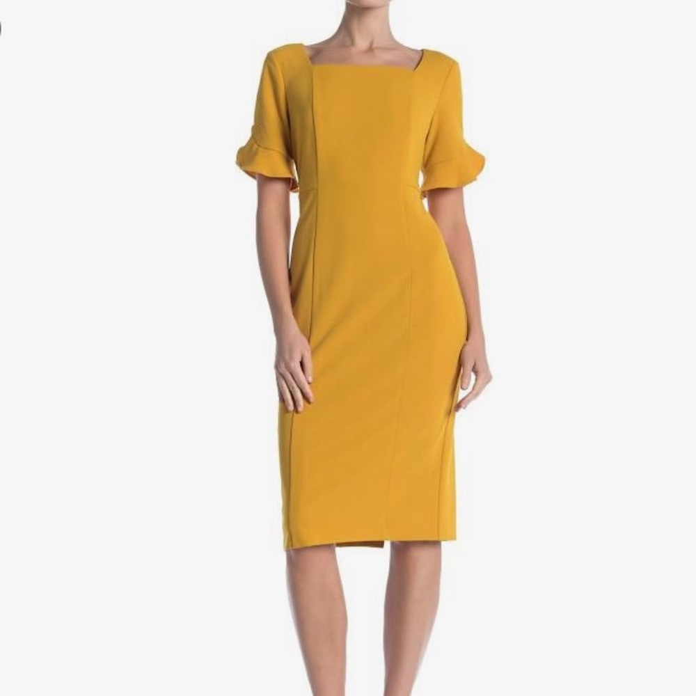 Donna Morgan Ruffle Sleeve Sheath Dress in Black